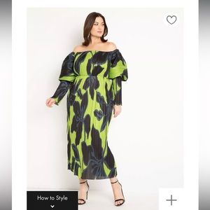 ELOQUII Off The Shoulder Pleated Dress Formal